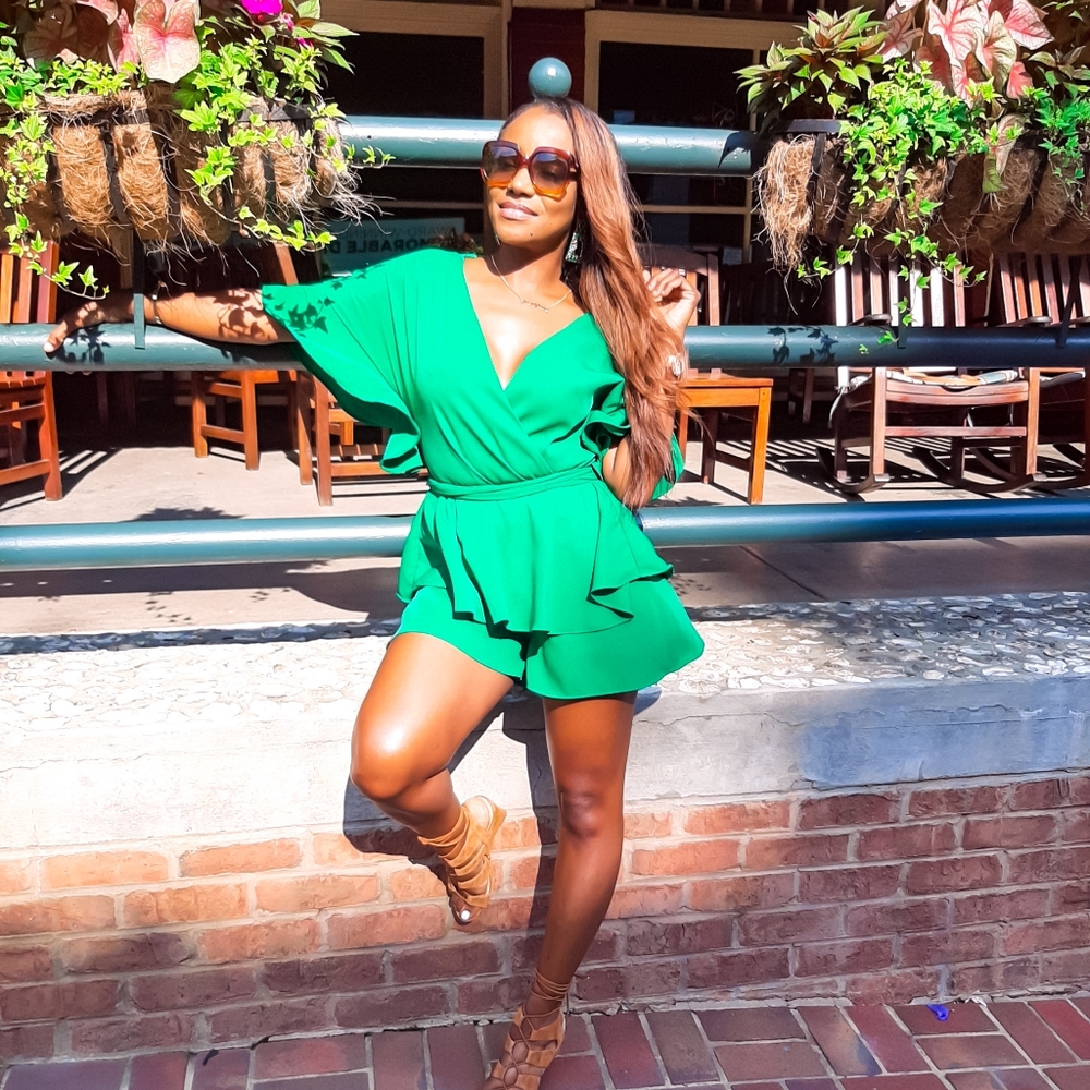 Lavish Alice frill Green romper